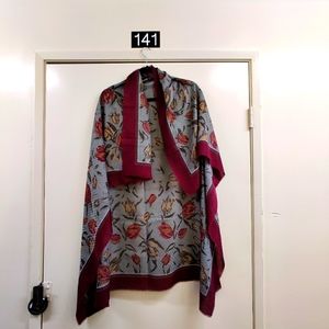 AXCESS burgundy/moss green floral shawl